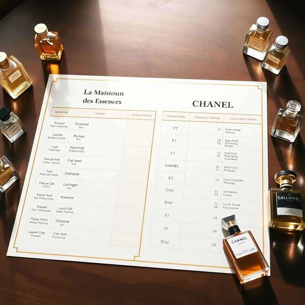 tableau de concordance parfum la maison des essences