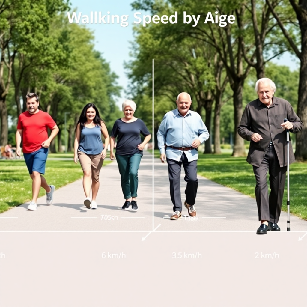 vitesse de marche selon âge km/h